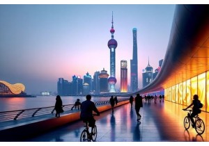 Shanghai Modern Culture at the Edge of the Bund Skyline