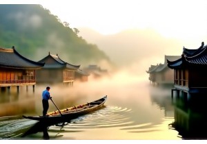 Ride Bamboo Rafts in Fenghuang Ancient Towns China