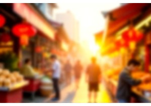 Sunrise Scenes in a Southern Chinese Market