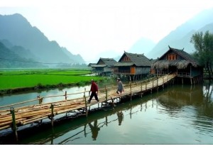 Cross Bamboo Bridges to Zhuang Minority Homes
