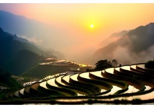 Photograph Sunrise Over Ziquejie Rice Terraces Quietly