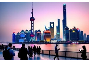 Shanghai Modern Culture in Futuristic Lujiazui Skyline