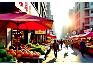 Farmers Market Freshness on a City Street Corner