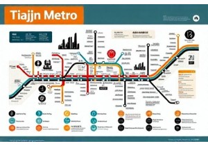 Subway map of Tianjin showing cultural sites and transfer hubs