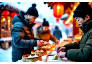 Chinese Street Food Dumpling Making Workshops in Harbin Winter Markets