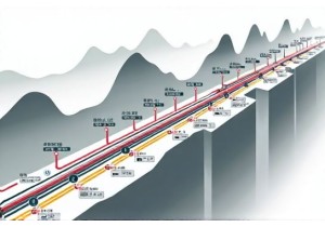 Subway map of Chongqing featuring monorail and mountain route info