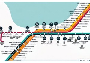 Subway map of Shenzhen showing all lines and major attraction stops