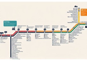 Subway map of Nanjing highlighting historical sites and university zones